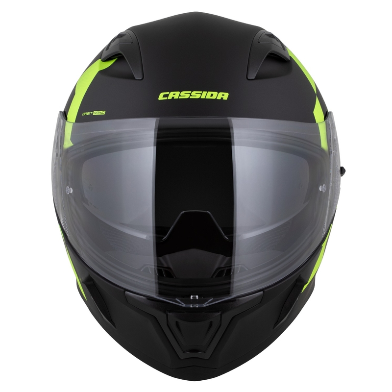 Casco integrale Cassida Orbit Grind nero opaco-giallo fluo