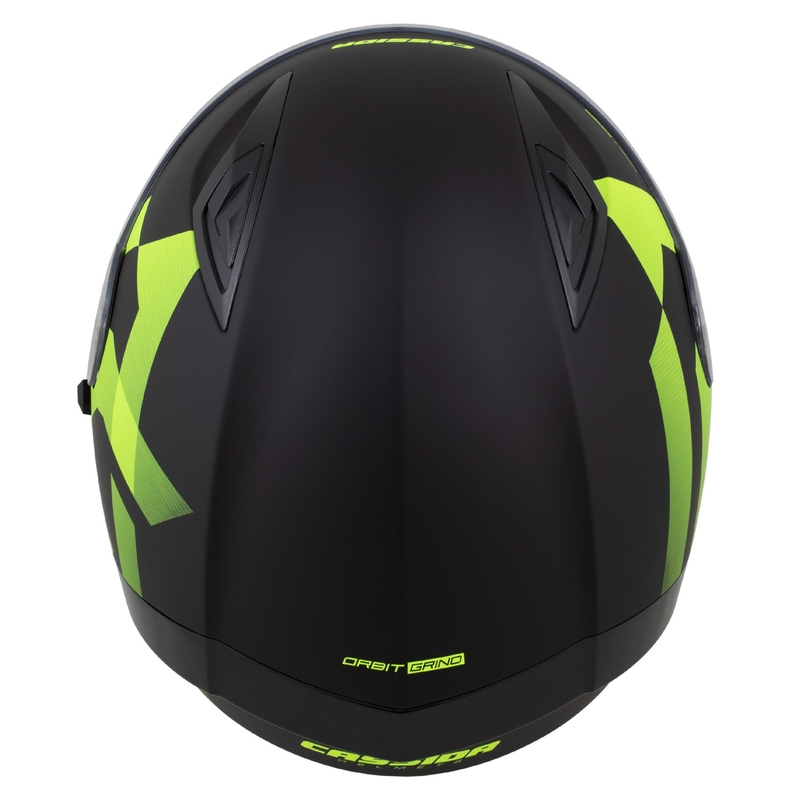 Casco integrale Cassida Orbit Grind nero opaco-giallo fluo