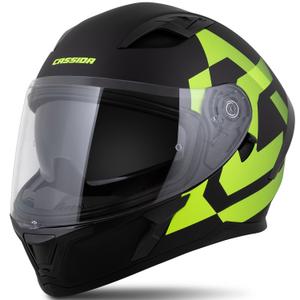 Casco integrale Cassida Orbit Grind nero opaco-giallo fluo