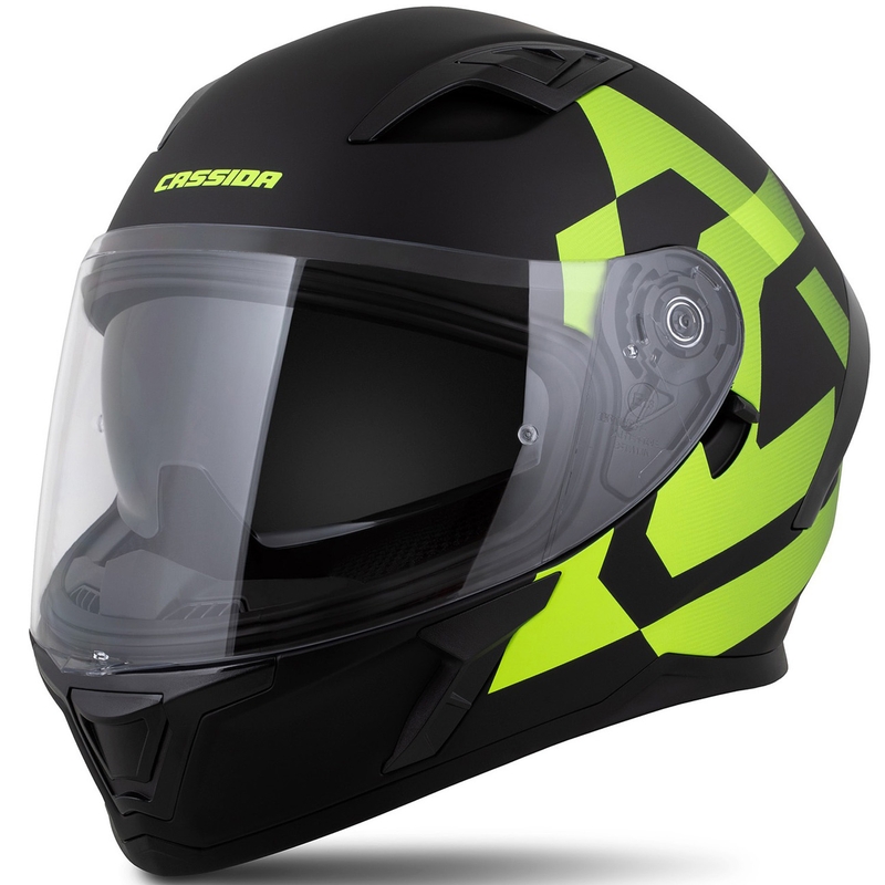 Casco integrale Cassida Orbit Grind nero opaco-giallo fluo
