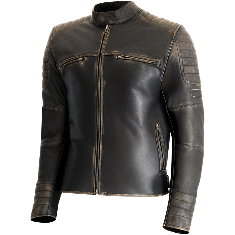 Giacca da motociclista in pelle marrone vintage RSA