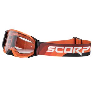 Maschera motocross Scorpion E24 arancione-nero con plexiglass trasparente