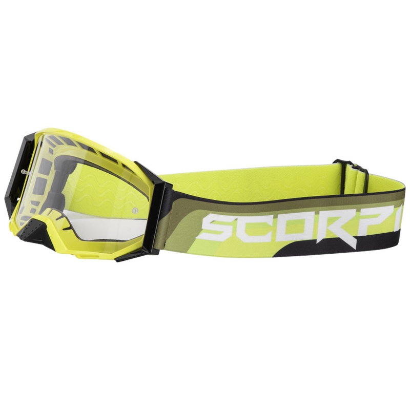 Occhiali da motocross Scorpion E24 giallo fluo-nero con plexiglass trasparente