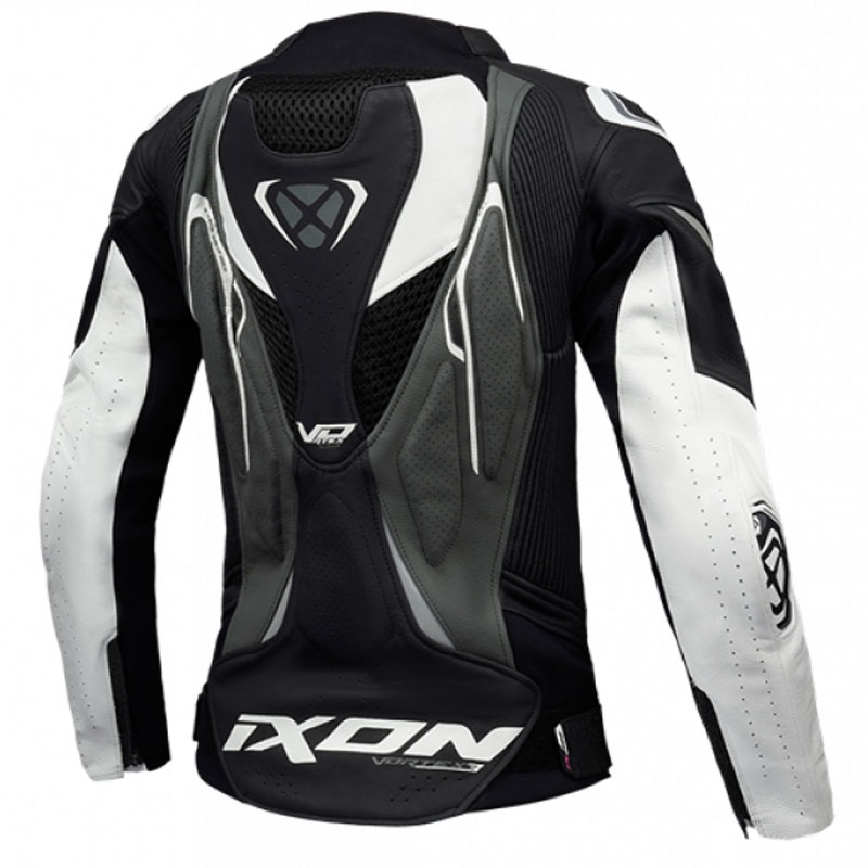 Giacca moto in pelle da donna IXON Vortex 3 nero-antracite-bianco