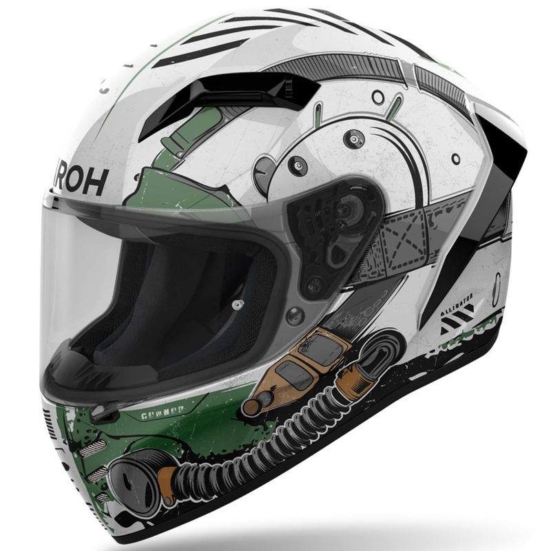 Casco integrale da moto Airoh CONNOR Alligator bianco-verde lucido
