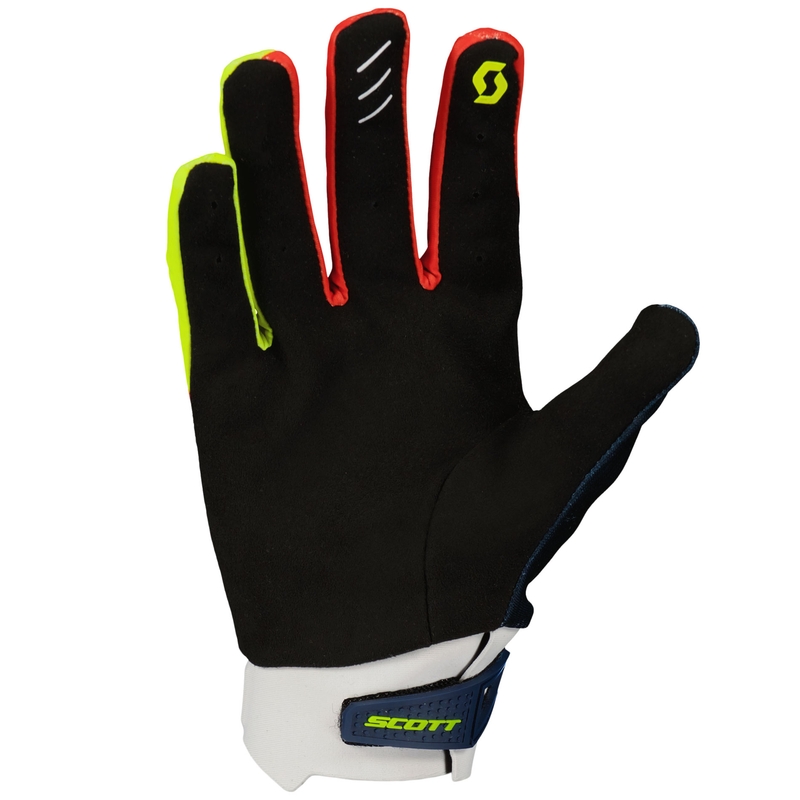 Guanti da motocross SCOTT EVO RACE blu-rosso-giallo fluo