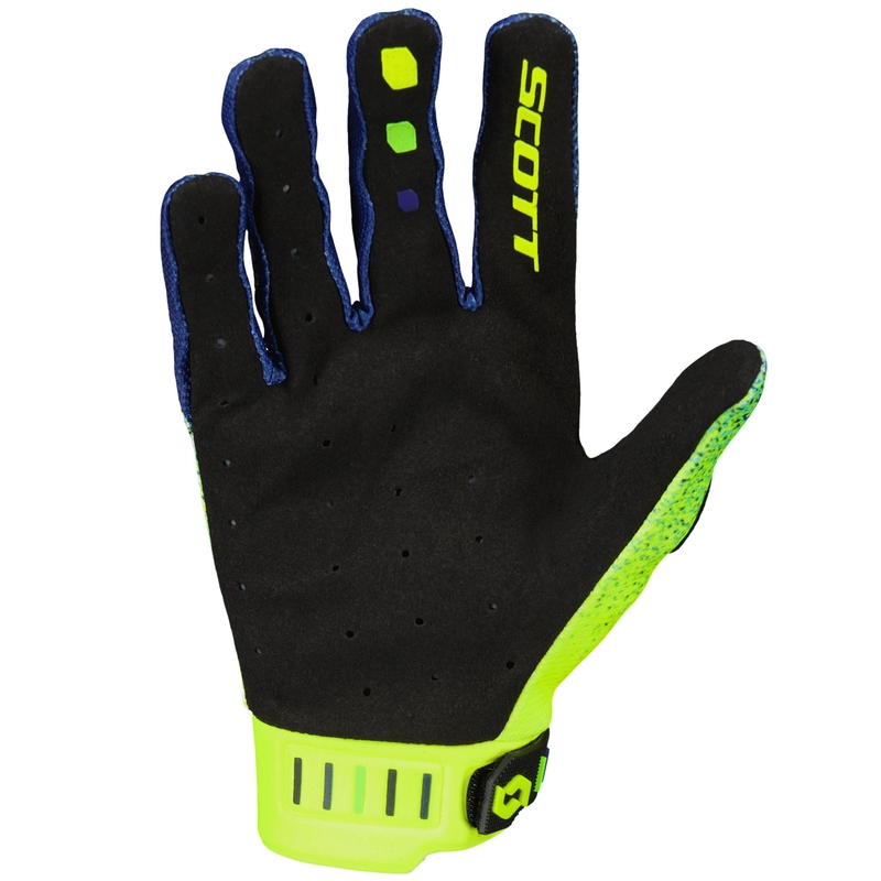 Guanti da motocross SCOTT Podium PRO viola-blu-giallo fluo