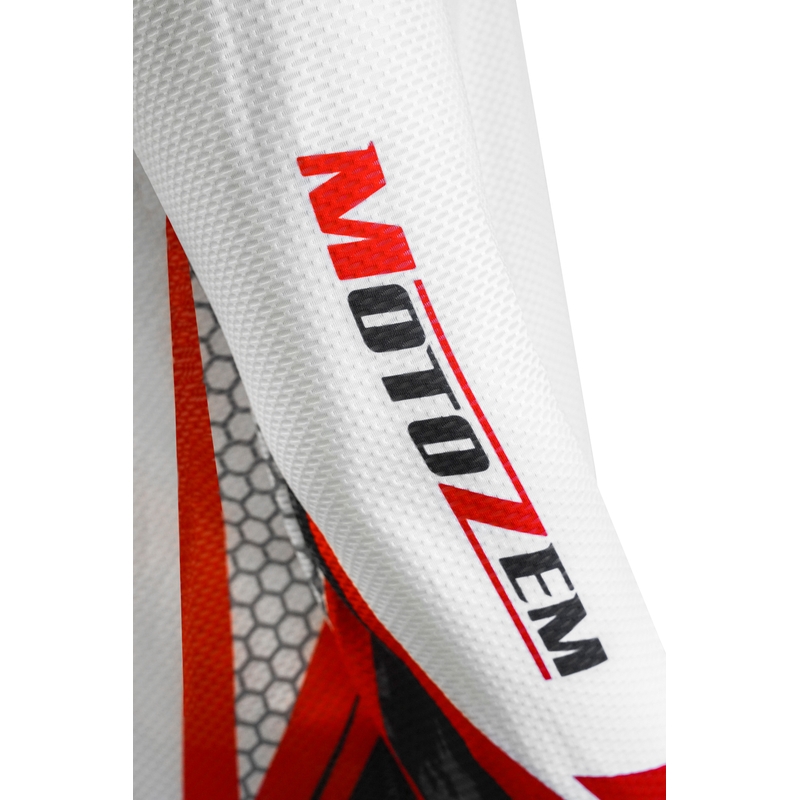 Maglia da motocross MotoZem Ground MX bianco-nero-rosso