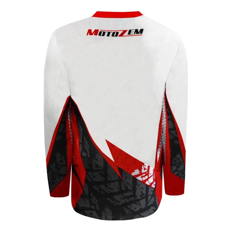 Maglia da motocross MotoZem Ground MX bianco-nero-rosso