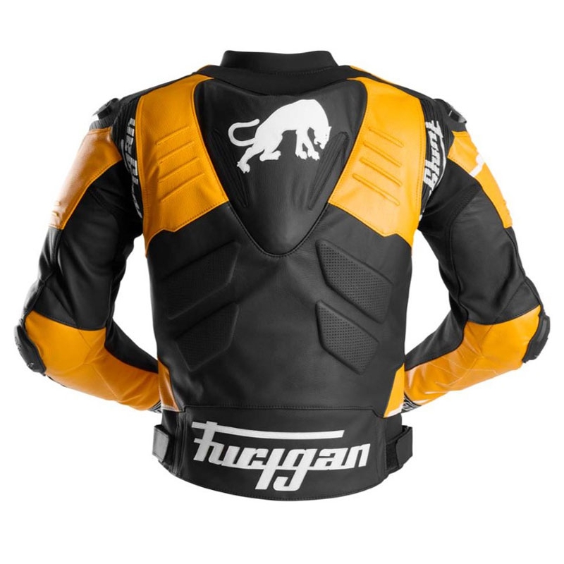 Giacca da motociclista in pelle Furygan Signature 55 nera-gialla