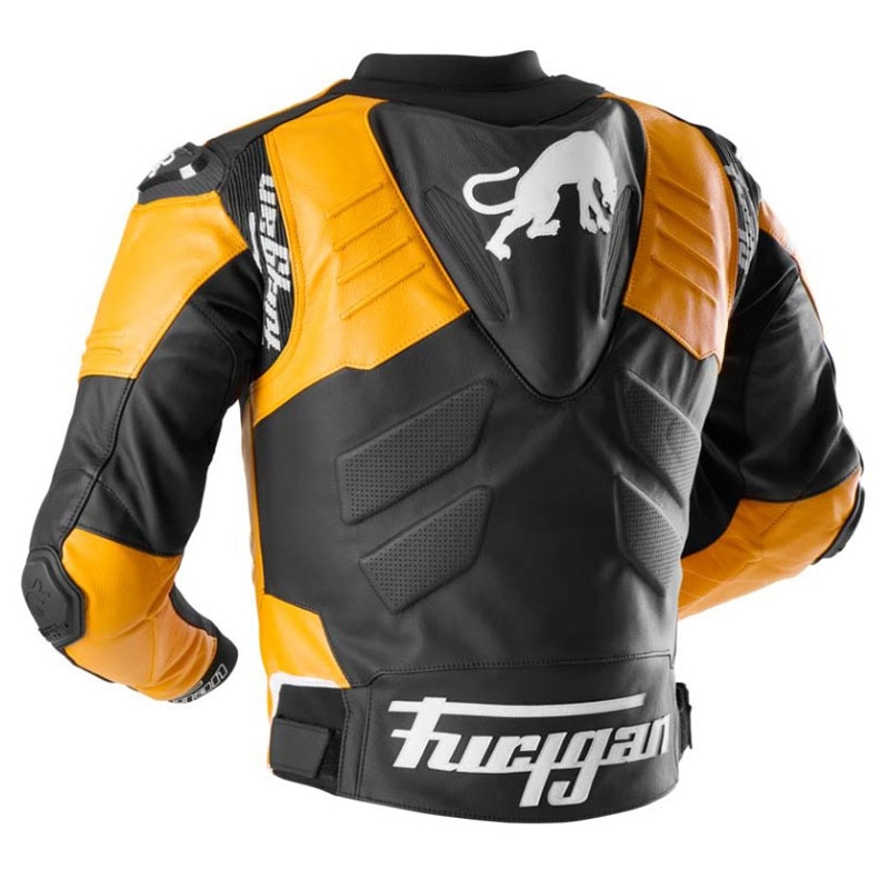 Giacca da motociclista in pelle Furygan Signature 55 nera-gialla
