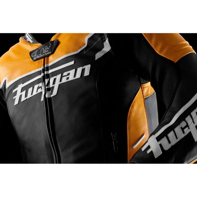 Giacca da motociclista in pelle Furygan Signature 55 nera-gialla