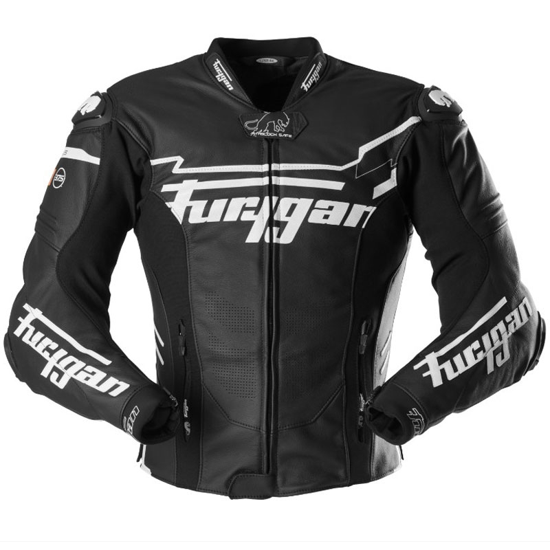 Giacca da motociclista in pelle Furygan Sirius nera-bianca