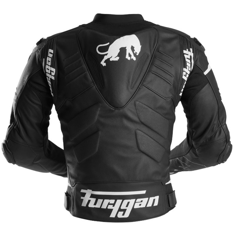 Giacca da motociclista in pelle Furygan Sirius nera-bianca