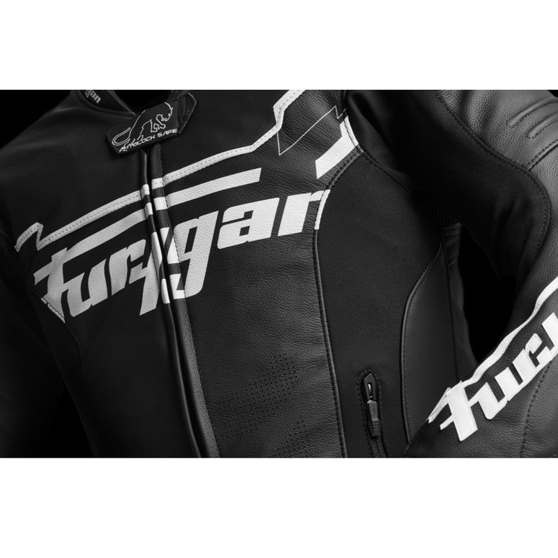 Giacca da motociclista in pelle Furygan Sirius nera-bianca