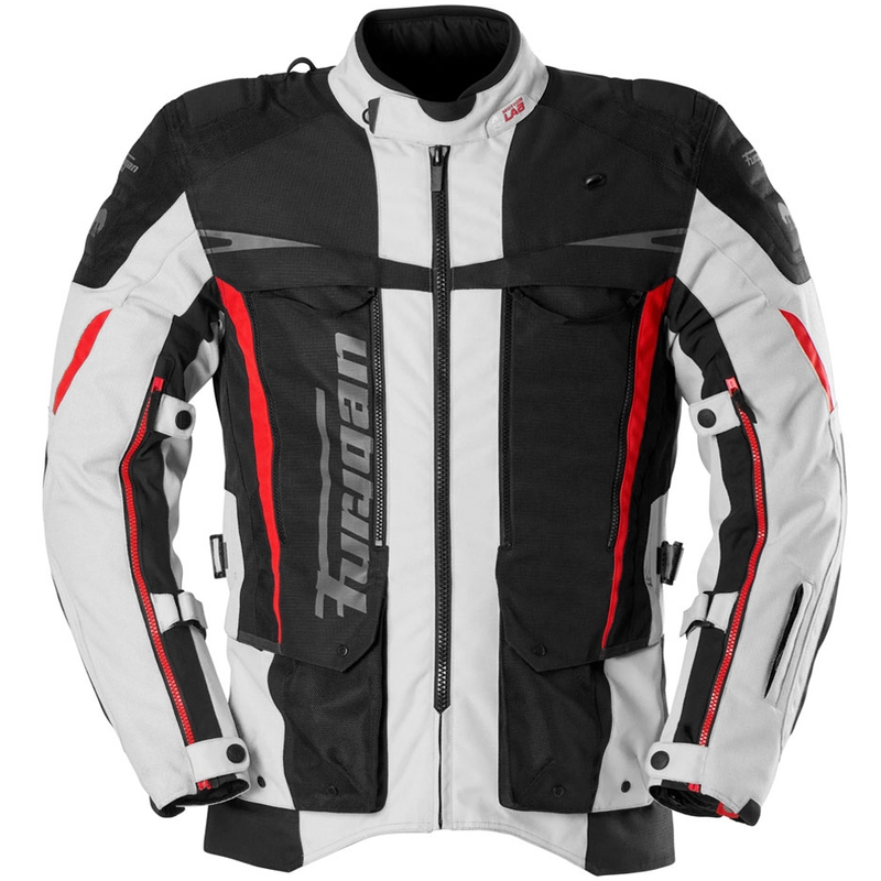 Giacca da moto Furygan Montroc Kevlar® Primaloft® 3IN1+ nero-beige-rosso