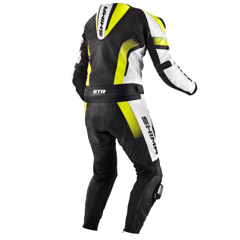 Tuta da moto Shima STR nero-bianco-giallo fluo Saldi