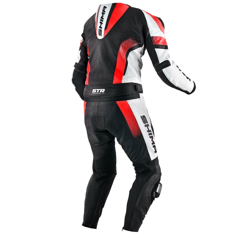 Tuta da moto Shima STR nera-bianco-rosso fluo Saldi