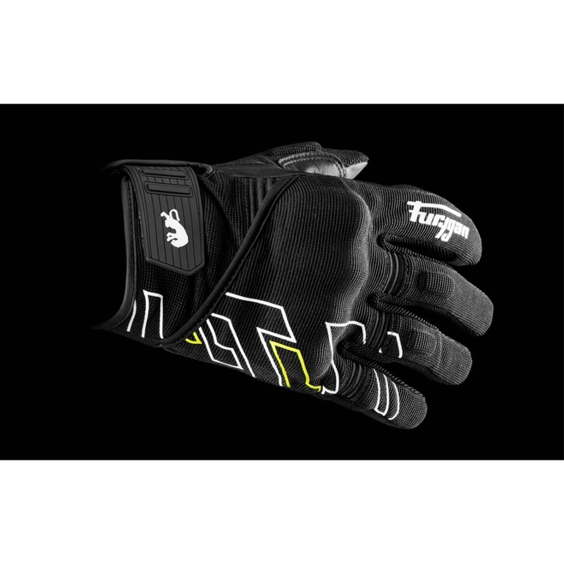 Guanti da moto Furygan Jet Neon D3O nero-bianco-giallo fluo