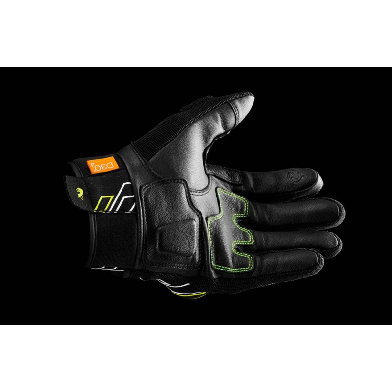 Guanti da moto Furygan Jet Neon D3O nero-bianco-giallo fluo