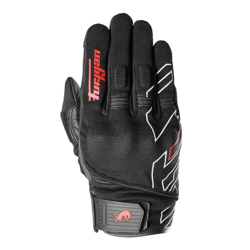 Guanti da moto Furygan Jet Neon D3O nero-bianco-rosso