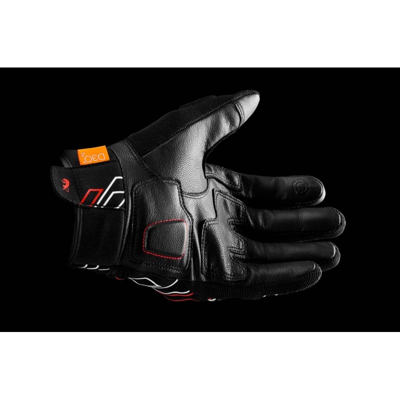 Guanti da moto Furygan Jet Neon D3O nero-bianco-rosso