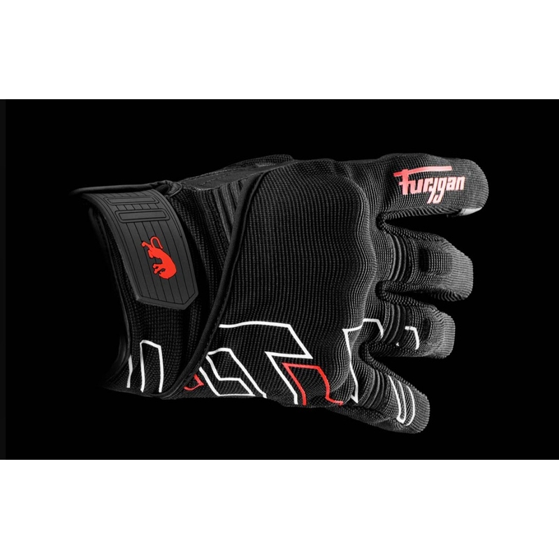 Guanti da moto Furygan Jet Neon D3O nero-bianco-rosso