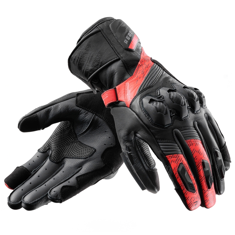 Guanti da moto Rebelhorn Viper nero-grigio-rosso fluo