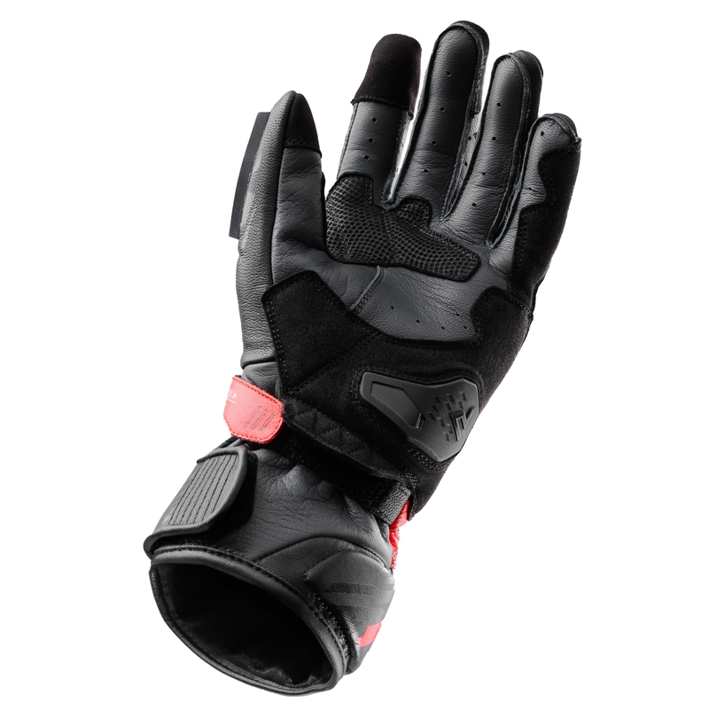 Guanti da moto Rebelhorn Viper nero-grigio-rosso fluo