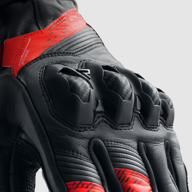 Guanti da moto Rebelhorn Viper nero-grigio-rosso fluo
