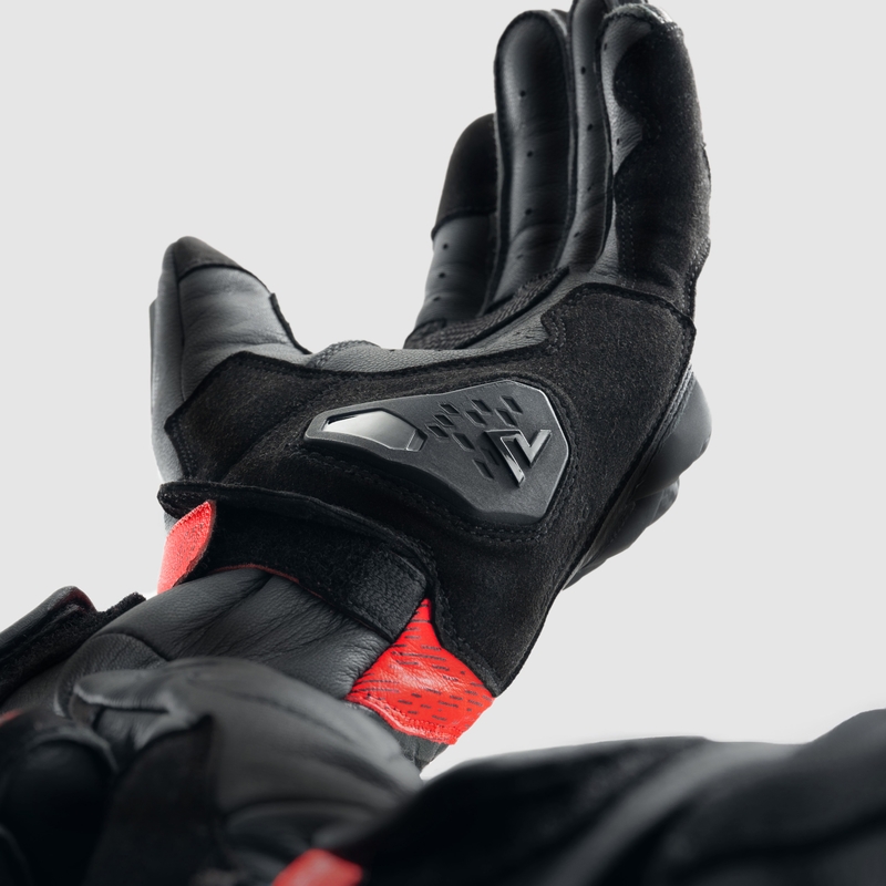 Guanti da moto Rebelhorn Viper nero-grigio-rosso fluo