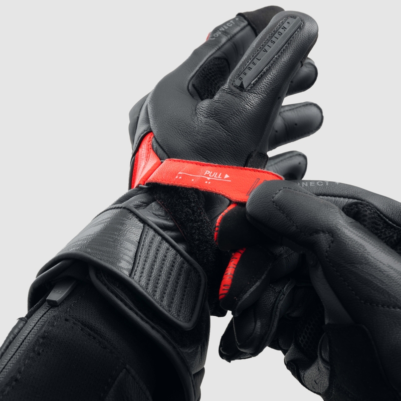 Guanti da moto Rebelhorn Viper nero-grigio-rosso fluo
