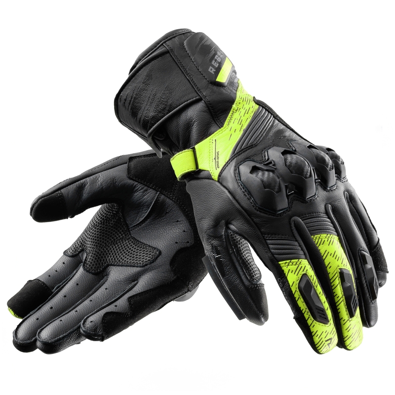 Guanti da moto Rebelhorn Viper nero-grigio-giallo fluo