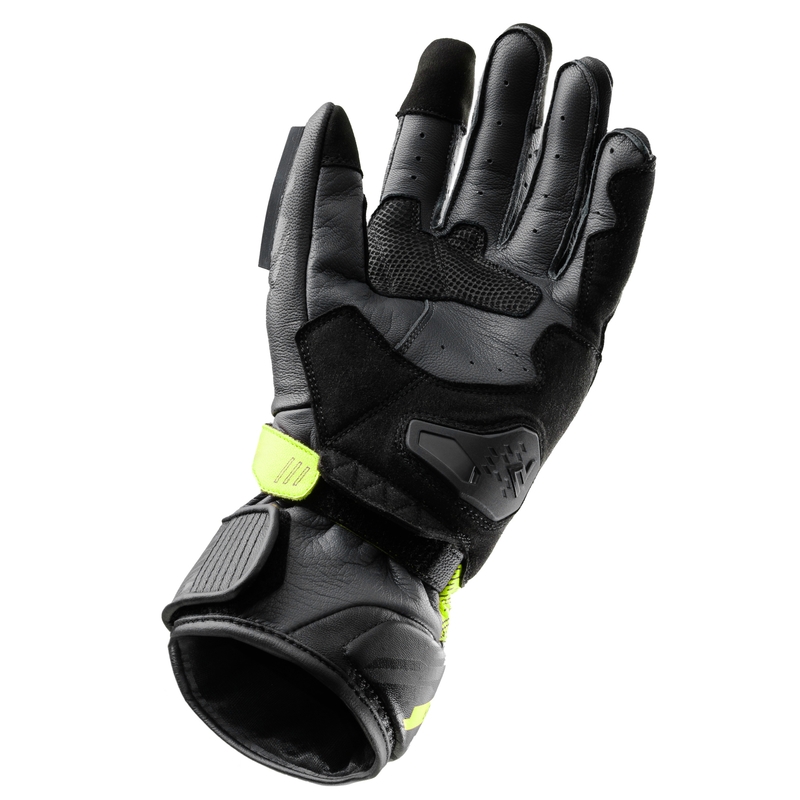 Guanti da moto Rebelhorn Viper nero-grigio-giallo fluo