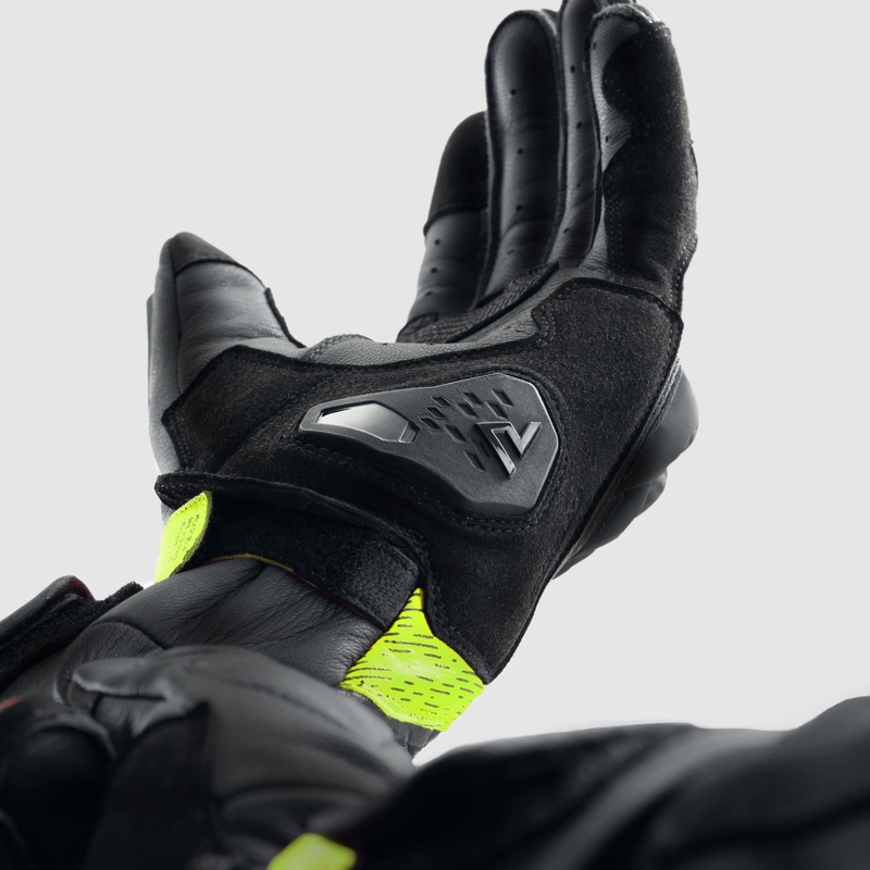 Guanti da moto Rebelhorn Viper nero-grigio-giallo fluo