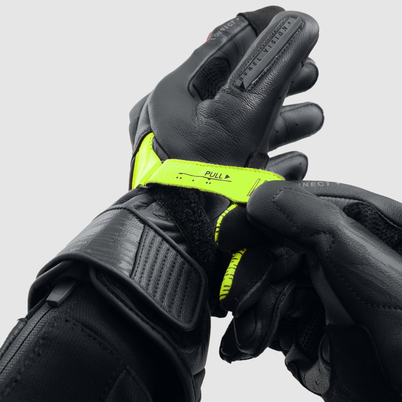 Guanti da moto Rebelhorn Viper nero-grigio-giallo fluo