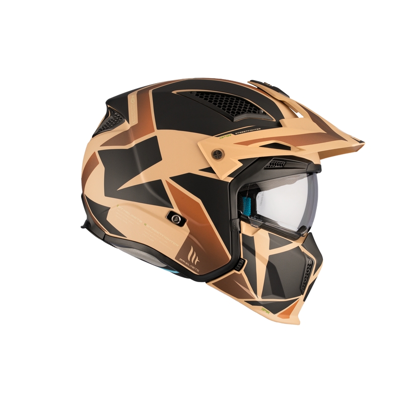 Casco jet MT Streetfighter SV S P1R B9 nero-marrone-beige