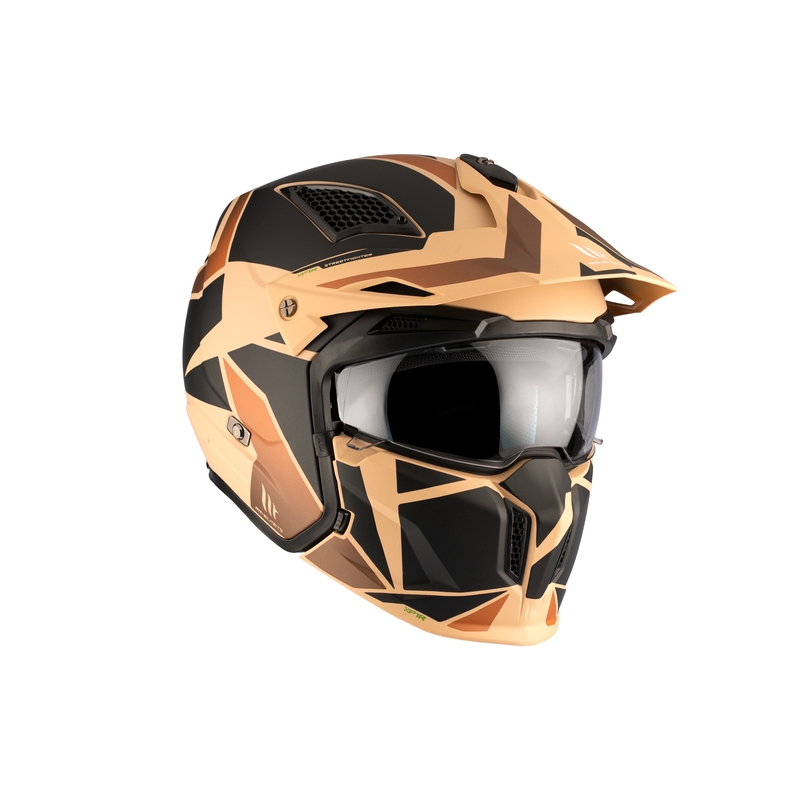 Casco jet MT Streetfighter SV S P1R B9 nero-marrone-beige