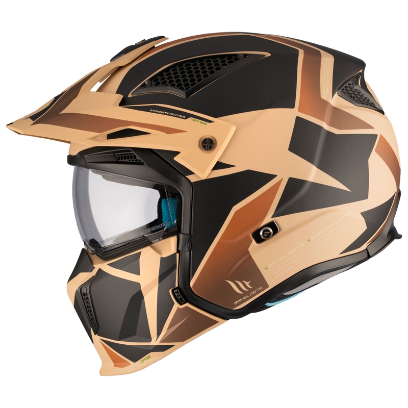 Casco jet MT Streetfighter SV S P1R B9 nero-marrone-beige