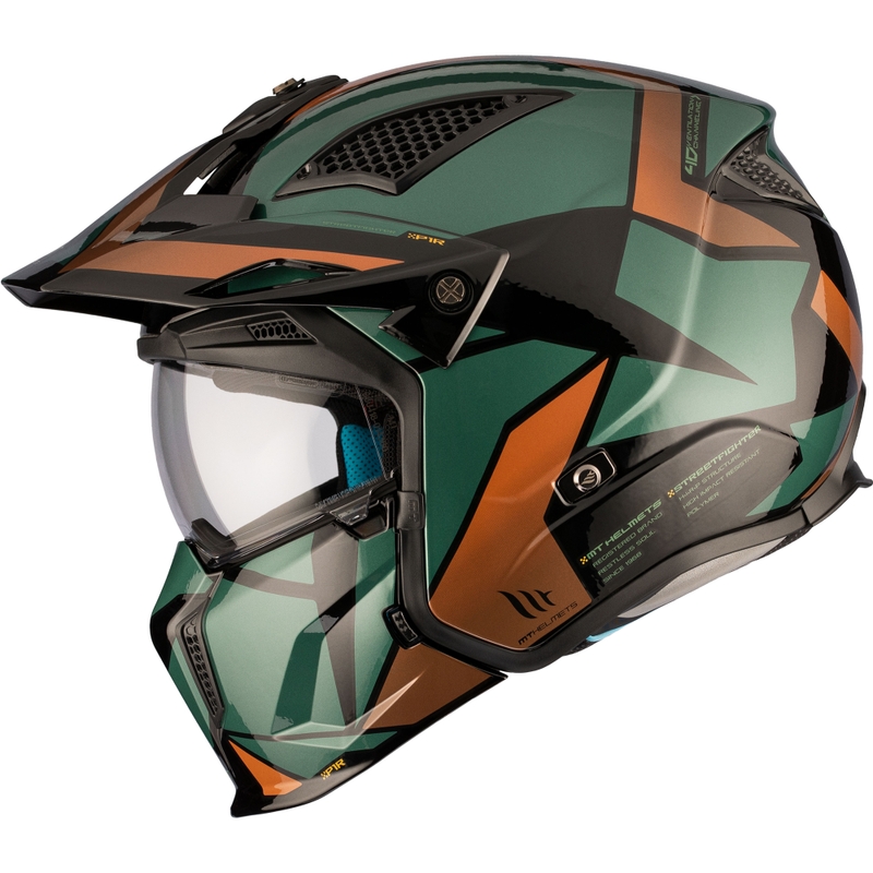 Casco aperto con maschera MT Streetfighter SV S P1R A9 nero-marrone-verde Saldi