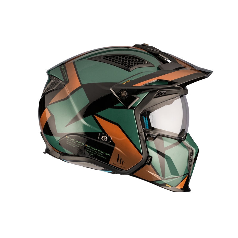 Casco aperto con maschera MT Streetfighter SV S P1R A9 nero-marrone-verde Saldi