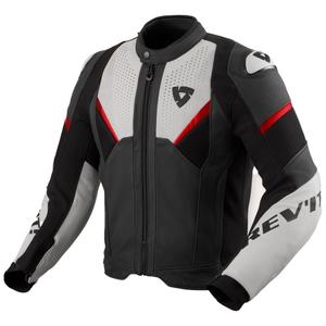 Giacca da motociclista in pelle Revit Automate nera-grigio chiaro