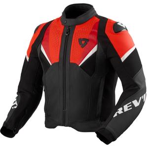 Giacca da moto in pelle Revit Automate nero-rosso fluo