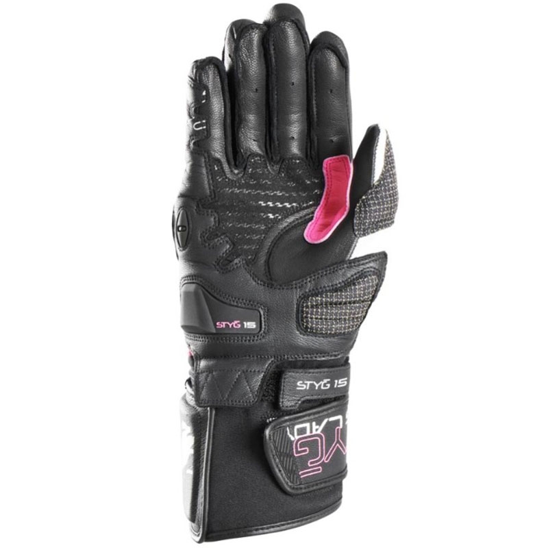Guanti da moto da donna Furygan Styg 15 Lady nero-rosa