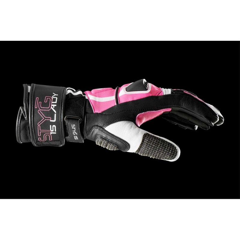 Guanti da moto da donna Furygan Styg 15 Lady nero-rosa
