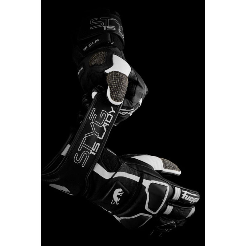 Guanti da moto da donna Furygan Styg 15 Lady nero-bianco