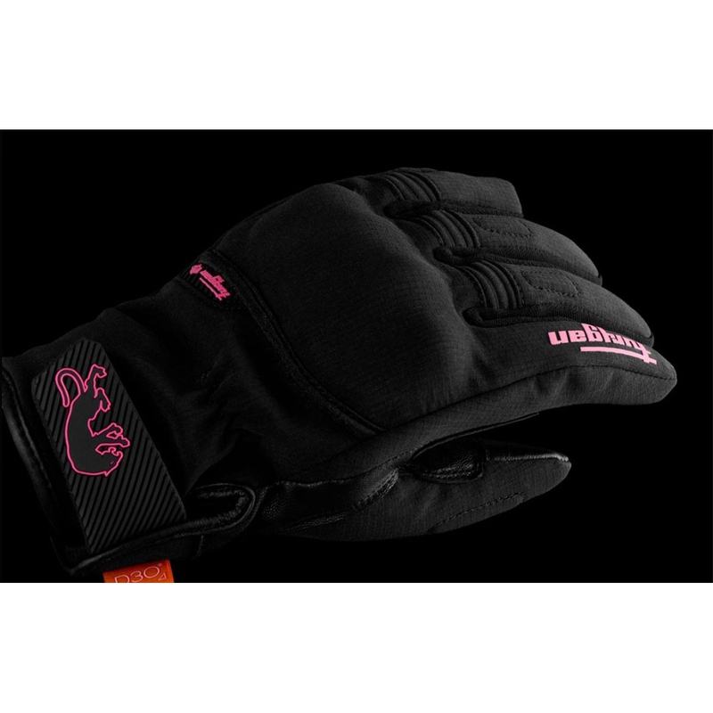 Guanti da moto da donna Furygan Jet Lady All Season D3O® Evo nero-rosa