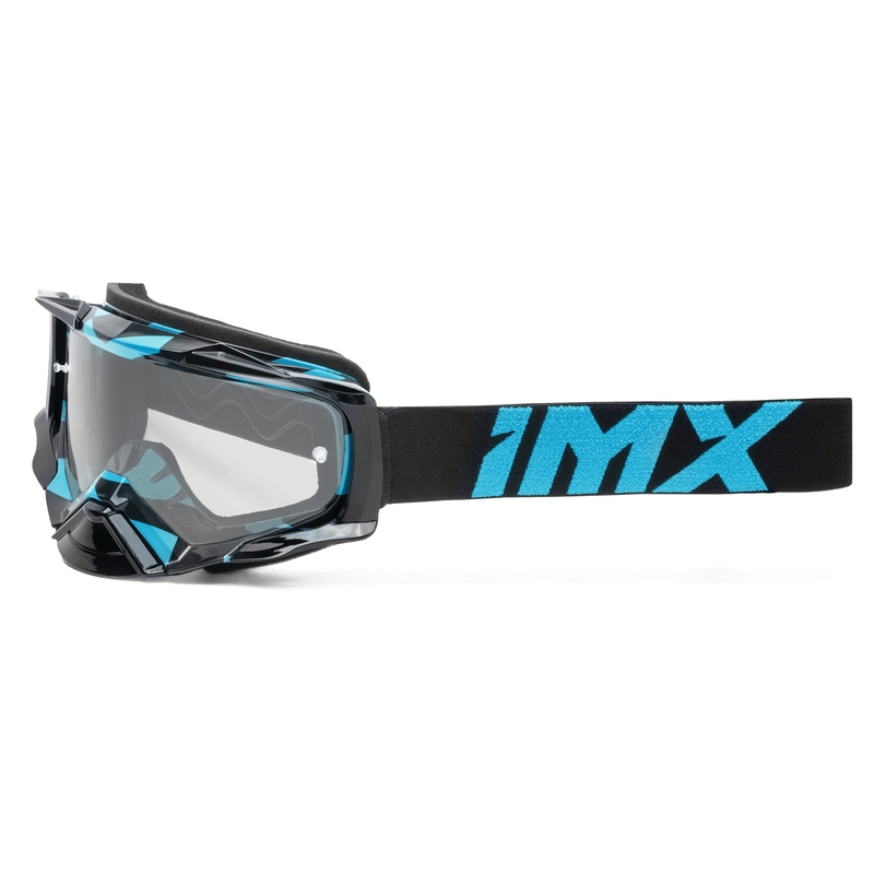 Occhiali da motocross iMX Dust Graphic nero-blu con plexiglass trasparente