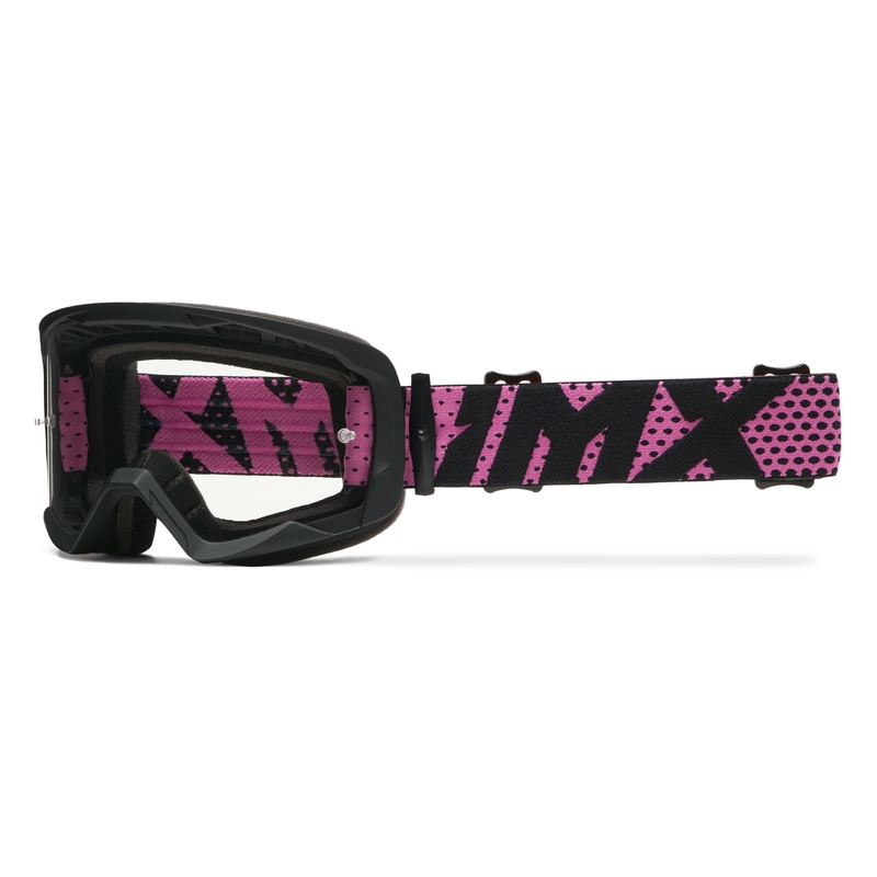 Occhiali da moto iMX Endurance Flip neri-rosa con plexiglass iridium