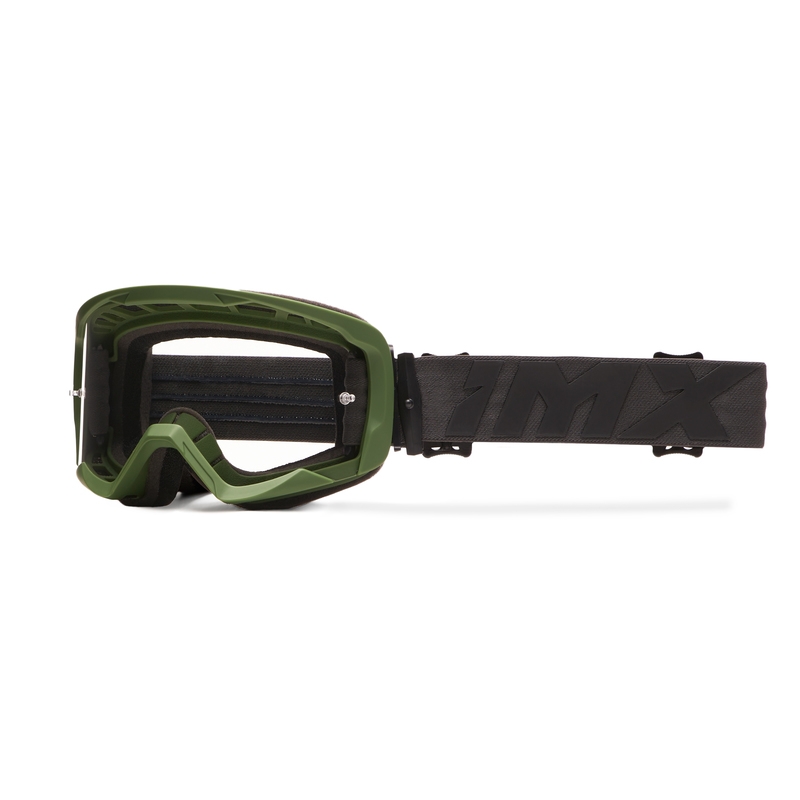 Occhiali da moto iMX Endurance Flip verde-nero con plexiglass trasparente